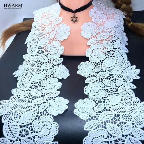 2yard 13.5cm lace fabric ribbon trim DIY clothes sewing wedding decoration white water-soluble hollow milk silk embroidery laces