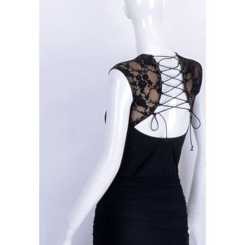 Exotic dance dance Latin dance small collar lace Halter straps spell sleeveless coat T14019 Latin practice