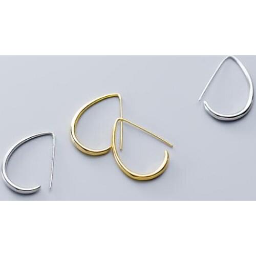 Minimalist 1pair Real. 925 Sterling Silver jewelry White/ Gold Glossy Irregular Geometric EAR Earrings GTLE2655