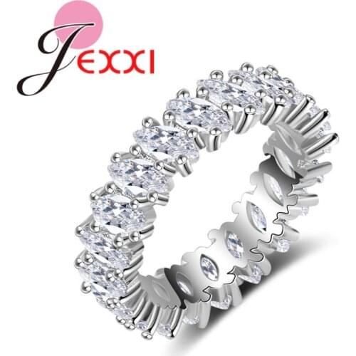 Fashion Simple Design Round Rings Paved Oval Crystal CZ Stone Prong Setting 925 sterling-silver-jewelry for Women Wedding