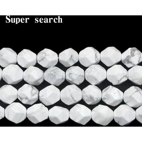 Natural Gem, Cut surface White Magnesite Howlite Beads6 8 10 MM, Bracelet Fit for Diy, Charm Loose beads for Jewelry Making