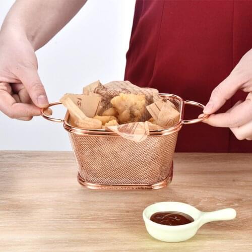 Stainless Steel Fry Basket French Fries Holder Serving Food Presentation Oil Strainer Kitchen Cooking Tools