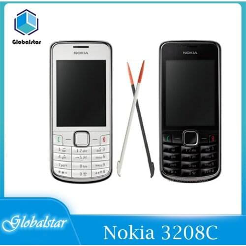 Nokia 3208c Refurbished Original Unlocked Nokia 3208 3208c 2.4'inch 2MP Camera Bluetooth FM Mobile Phone Free shipping
