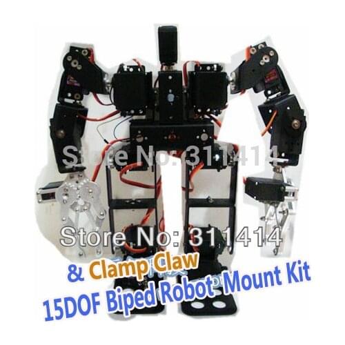 1set 15 DOF Biped Robot Educational Robot With Aluminium Clamp Claw Mount Kit Servo Bracket For Arduino Walk Dance Promotion