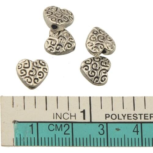 Flat Beads Bracelet Necklace Earring Accessory DIY Heart Love Spiral Engraved Silver Fashion Metal Jewelry Component 9*3mm 50pcs