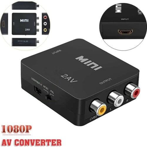 POHIKS 1pc 1080P Mini HDMI-compatible to AV Converter Adapter RCA Composite Converters Box For PS2 PS3 HDTV