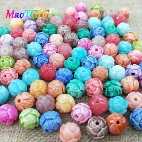 Multicolored Round Synthetic Coral Beads For Jewelry Making Necklace Bracelet 10.5mm Carved DIY Beads Accessories Wholesale