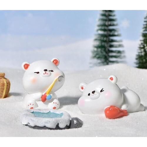 Glacier Polar-Bear Series Animal Figurine Resin Micro Landscape Snow Landscaping Accessories Decoration For Desktops Ornaments