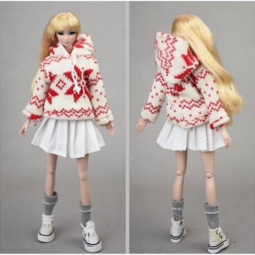 Red Flower Sweater + Jeans pants skirt shorts / clothing set outfit for 30cm barbie kurhn xinyi Fr2 ob Doll / doll clothes