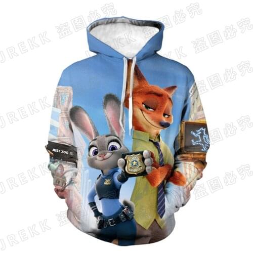 New Zootopia Hoodies Fashion Men Women Children Fox Bunny 3D Printed Sweatshirts Streetwear Boy Girl Kids Cool Pullover Coat