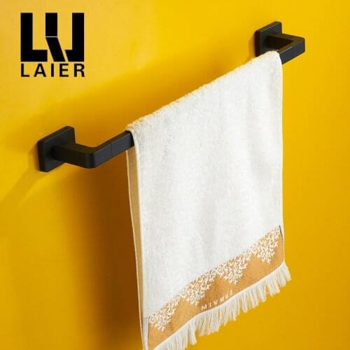 Vidric bathroom pure black square base rubber paint single towel bar towel rack bathroom hardware accessories