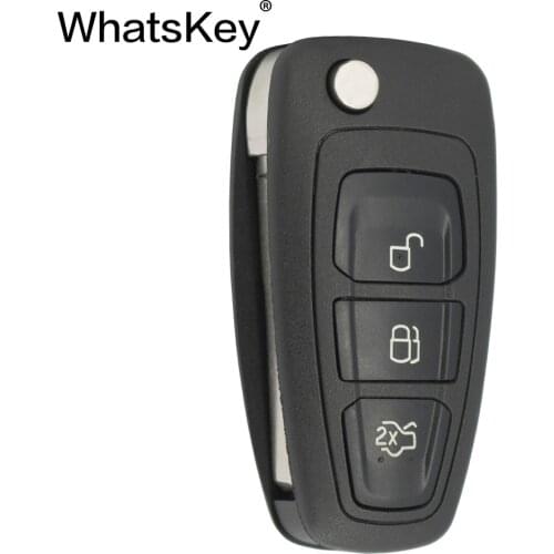 WhatsKey 3 Button Flip Remote Folding Key Shell Cover For Ford Focus 3 Fiesta 2013 Mondeo Fob Auto Case With HU101 Blade