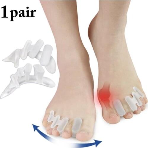 1 Pair Kapmore Gel Toe Separator 4 Holes Soft Elastic Toe Straightener Toe Corrector Nail Finger Separator Foot Care Tool