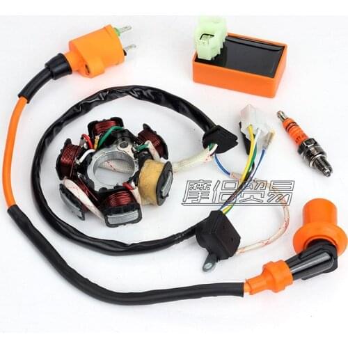 4 pcs/Set Racing Ignition Coil CDI Spark Plug Moped Magneto Stator For 49cc 50cc GY6 Scooter