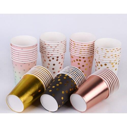 50pcs Net red creative bronzing beverage cup birthday juice cups party favors paper cup 9oz 250ml yogurt cup household water cup