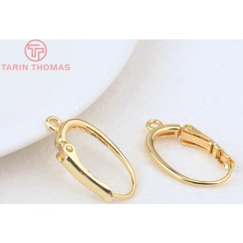6PCS 14x20MM 24K Gold Color Brass Oval Earrings Clip Earring Hoop High Quality Jewelry Making Findings Accessories