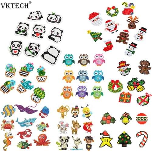 DIY Animals Kids Round Diamond Painting Stickers Full Drill Diamond Painting Kits Embroidery Cross Stitch Manual DIY Tools