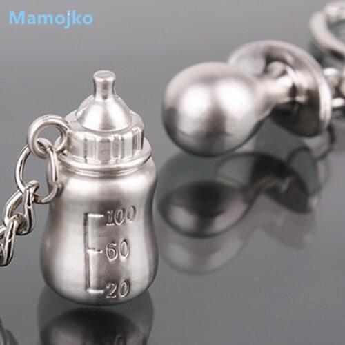Mamojko Cute Milk Bottle & Pacifier Key Chain For Couple Fashion Bag Buckle Accessory Charm HandBag Pendant Key Ring Key Holder