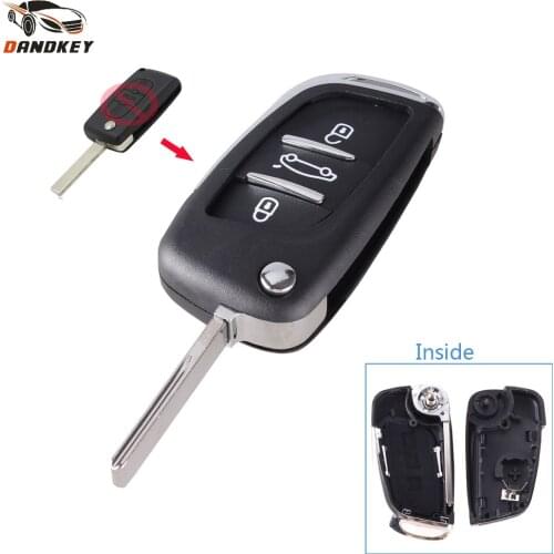 Dandkey Modified 3 Buttons Flip Remote Key Fob Case For Citroen C2 C3 C4 C5 C6 XSARA GRAND PICASSO CE0536 key shell