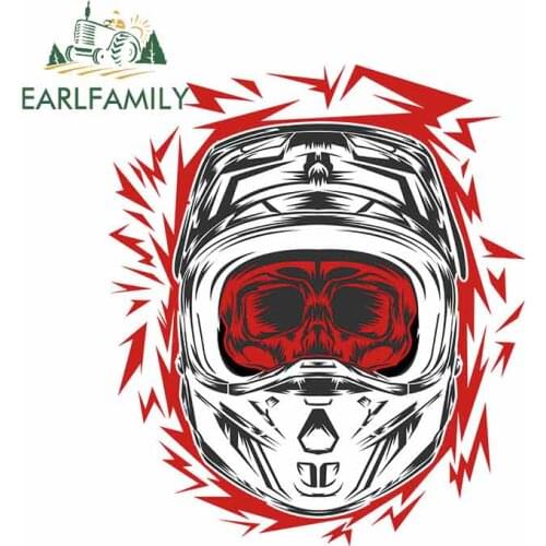 EARLFAMILY 13cm x 11.2cm for Helmet Motocross Skull Car Truck Decal Bumper Window Vinyl Personality Stickers Scratch-proof