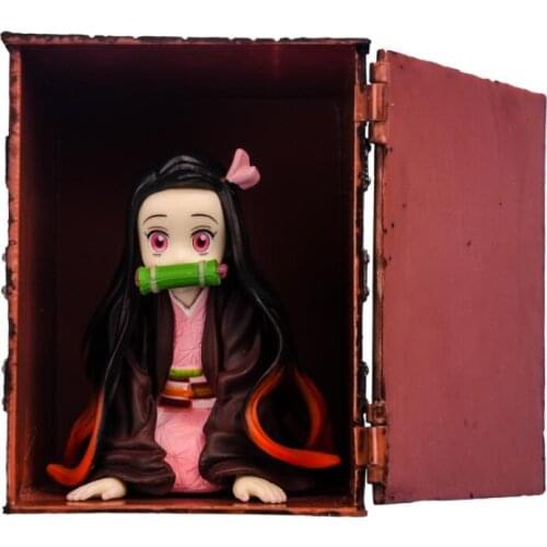 9cm Kamado Tanjirou Demon Slayer Kimetsu no Yaiba Kamado Nezuko cabinet Action figure toys doll Christmas gift with box