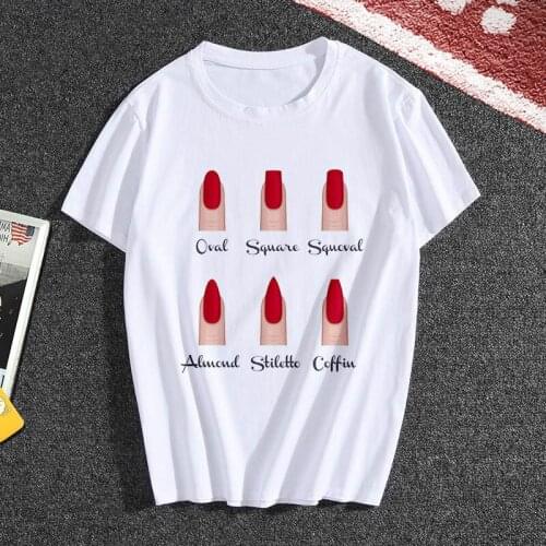 New t shirt womens fashion personality Nail art print fun casual summer short-sleeve Harajuku short womens T-shirt female tops