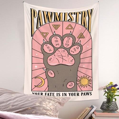 Bohemian Style Cat Paws Tapestry Wall Hanging Witchcraft Tarot Tapestry Home Decoration Hippie Mattress Girls Dorm Room Decor