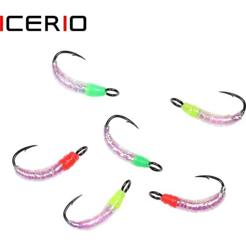 ICERIO 6PCS Big Eye Hook Flashabou Gliss Body Nymphs Trout Fishing Fly Lure Baits