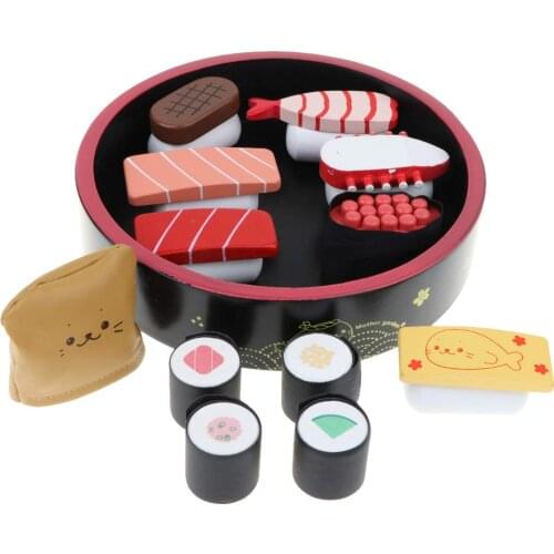 Simulation Wooden Sushi Japanese Food Pretend Play Role Playing Game Educational Toys Birthday Gift for Children Kids Toddler