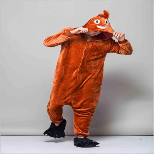 Kigurumi New Brown Shit Onesie Unisex Adult Pajamas Sleepsuit Pyjama Cartoon Sleepwear Cosplay Costumes