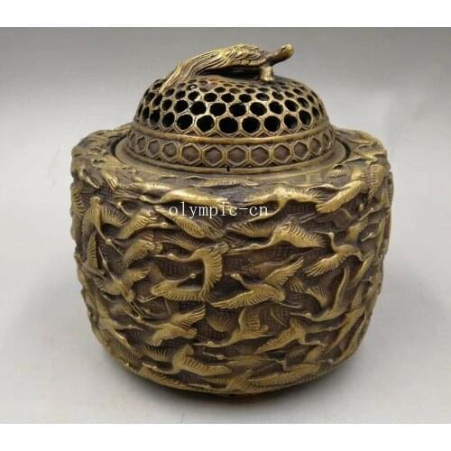 Classical copper brass carved turtle tortoise dragon more crane incense burner