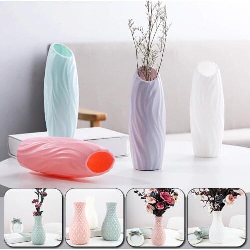Nordic Minimalist Living Room Decorative Vases Solid Color Geometric Plastic Flower Pots Home Decoration Vases