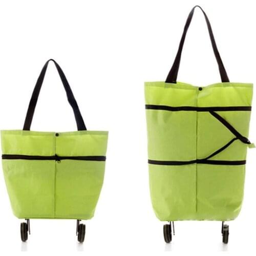 Fashion Folding Shopping Pull Cart Trolley Bag With Wheels Durable Foldable Shopping Bag Reusable Food Organizer Vegetables Bag