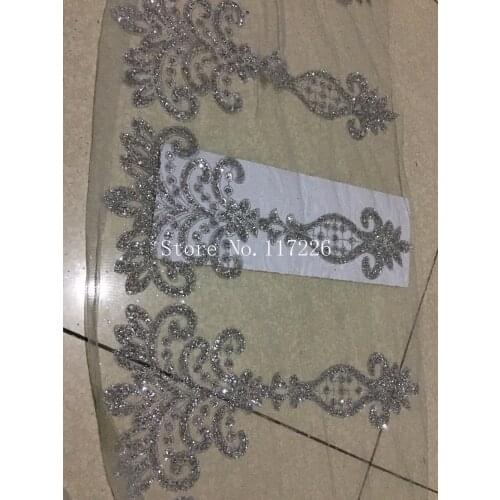 Nigerian Lace Fabrics JRB-52402 with silver glued glitter French Embroidered lace fabric for party dress