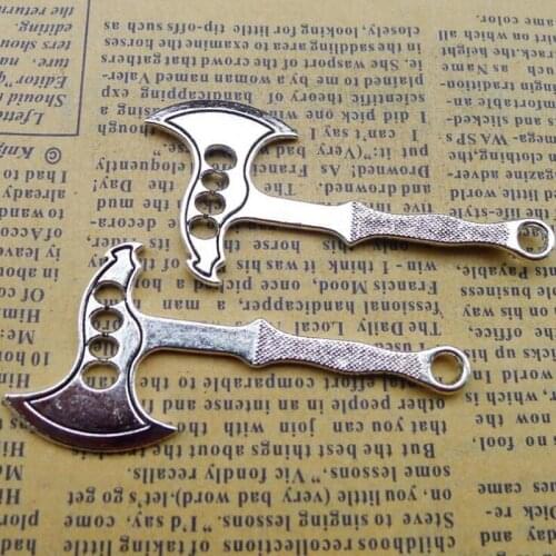 25pcs Tibetan Silver Plated Axe Charms Pendants For Bracelet Necklace Jewelry Making DIY Handmade Craft 28x58mm