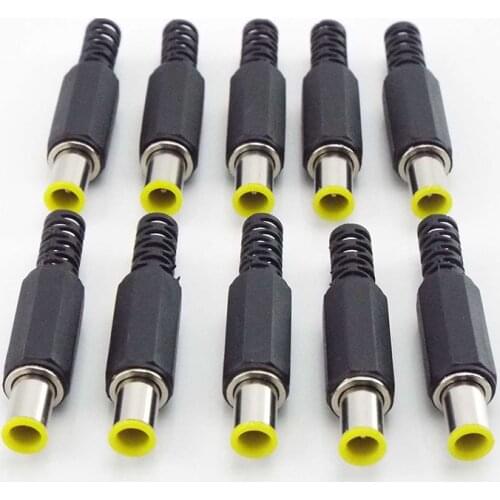 DC Power Connector Adapter 6.5mm x 4.4mm with 1.3mm Pin DC Power Plug Yellow 6.5 * 4.4 Male Welding 1.3mm Plug Audio DIY Parts
