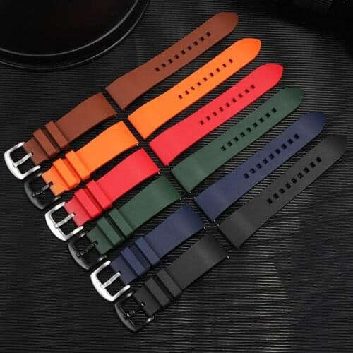 Fluorine Rubber Watch Strap 20mm 22mm Waterproof Dust-Proof Wrist Bracelet Black Green Blue Watchband For Each Brand Watch
