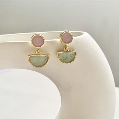 RUANME Drop Glaze Han Edition Round A Pair Of Earrings Women Stud Earrings Irregular Geometrical Earrings Jewelry Accessories