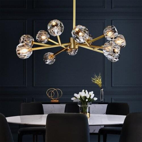 Nordic creative golden molecular magic bean crystal chandelier lamps modern living room bedroom dining lights