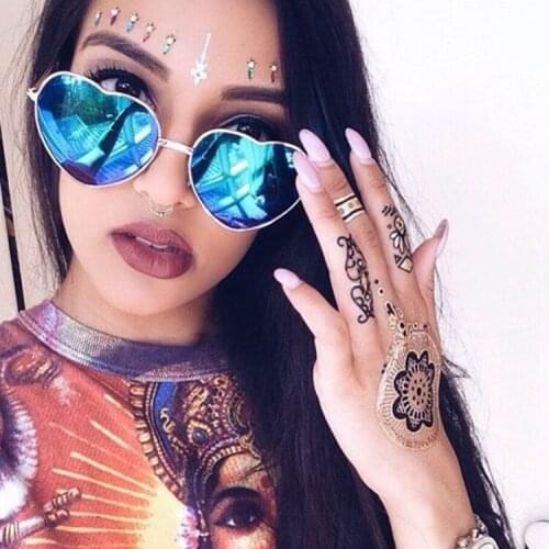 Heart Shaped Sunglasses WOMEN metal Reflective LENES Fashion sun GLASSES MEN Mirror oculos de sol NEW