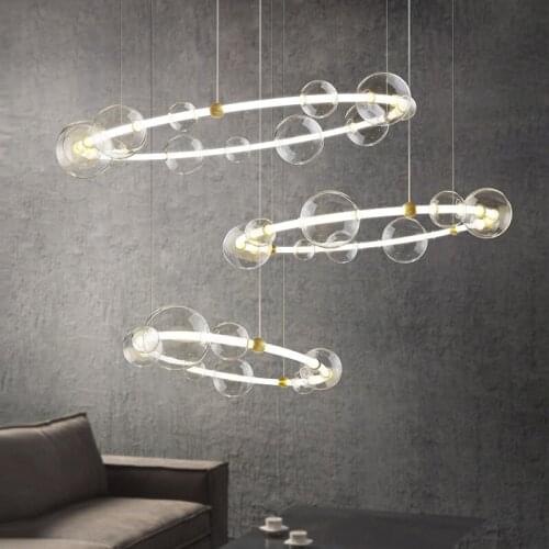 Modern Design Glass Led Pendant Lights Round Led Pendant Lamp Living Dining Room Decor Hanging Drop Light Suspension Luminaire