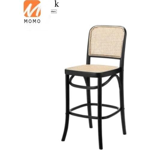 T-B217 Modern Design Restaurant Furniture Rattan Wicker Cane Wood Bar High Chair