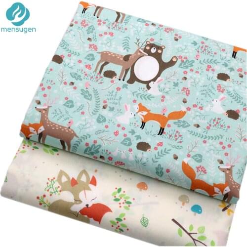 Fabric Meters Cartoon Bear and Fox Cotton Fabric for Baby Bedding Pillows Blanket DIY Sewing Material Patchwork Quilting Fabric