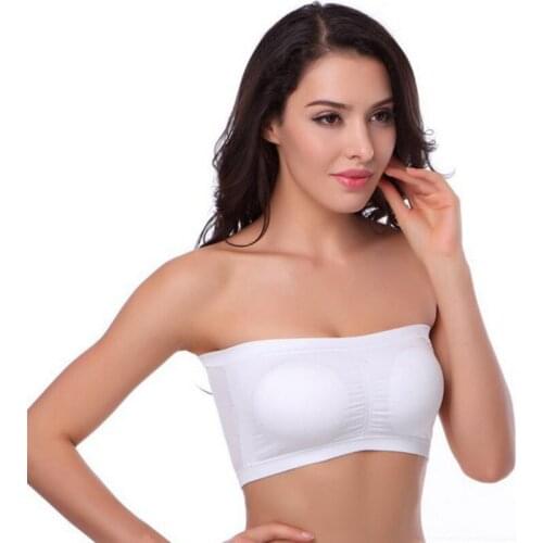 Female Tube Tops Ladies Seamless Crop Tops Women Strapless Removable Padding Bra Tops Fashion Underwear