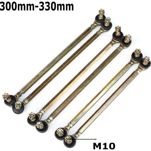 One pair 300mm-330mm M10 Steering Shaft Tie Rod with Tie Rod Ball Joint for 4 wheel kart modification ATV Quad 50cc-250cc M10