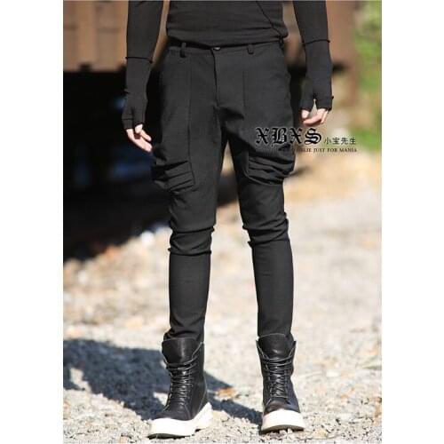 27-44 ! 2016 New mens clothing personality casual pants trousers tidal current slim skinny pants black stage Singer costumes