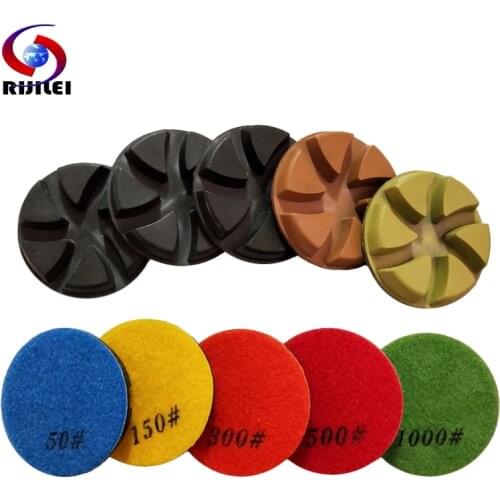 RIJILEI 7PCS/Set 3inch concrete floor polishing pad 80mm Diamond polishing pads Dry or Wet Restoration Grinding Disc HF11