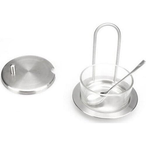 304 stainless steel sand-light seasoning can sugar jar seasoning kitchen tools seasoning box with jar and spoon