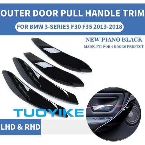 4PCS/Set LHD RHD Piano Black Car Interior Door Pull Handle Outer Protective Cover For BMW F30 F80 F31 F32 F33 F35 M3 M4 13-2018