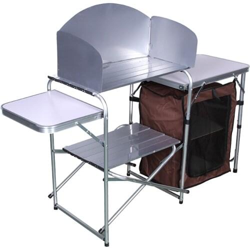 Aluminum Folding Table Outdoor Camping Supplies Double Storage Rack Trip Mobile Kitchen Self-Drive Equipment Luxury Chair